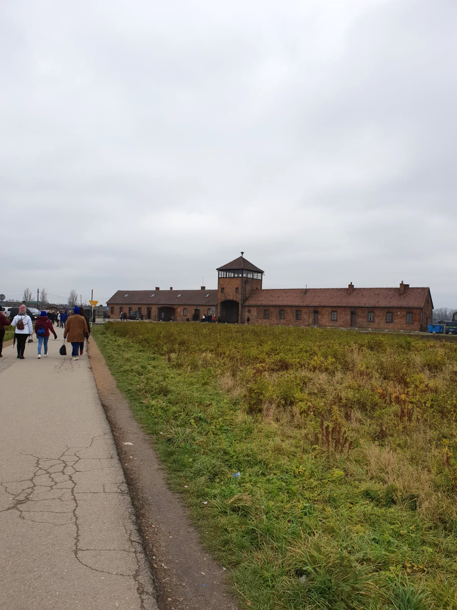 Walking towards the infamous gates of auschwitz