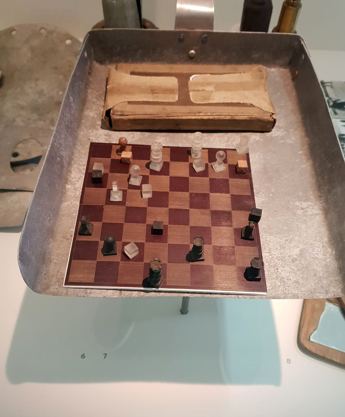 A checkers/chess set belonging to one of the prisoners at Sachsenhausen Concentration Camp
