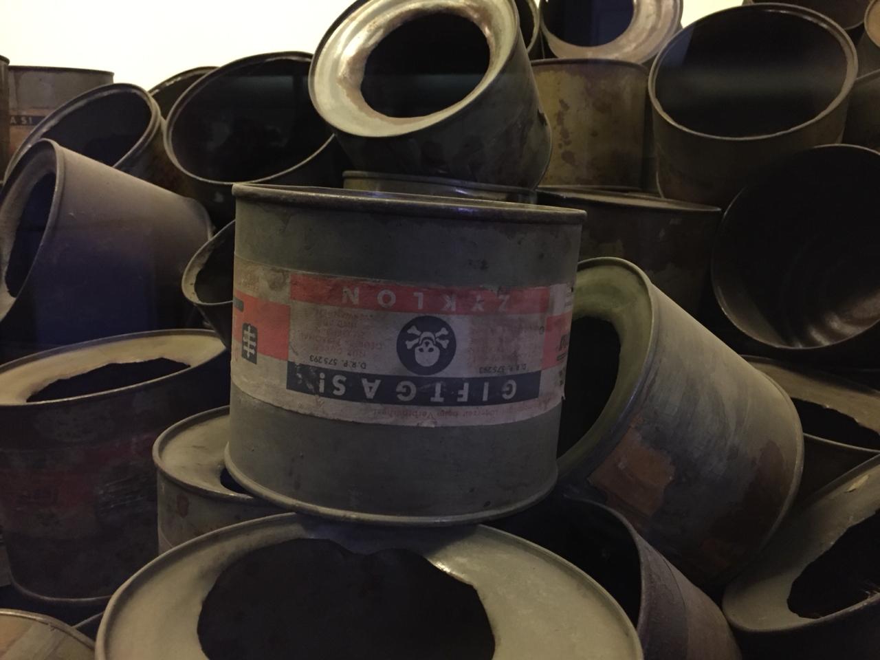 Cannisters of Zyklon-B gas on display at Auschwitz Museum