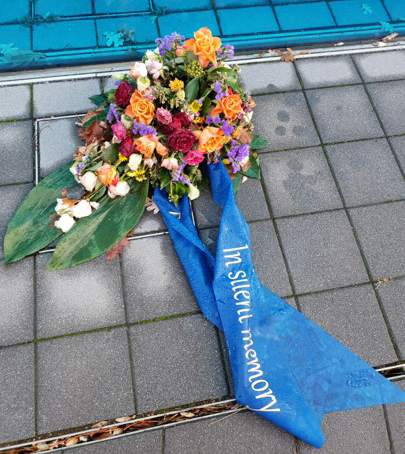 Flowers left at the Memorial for the Victims of the Nazi Euthanasia Programme in Berlin